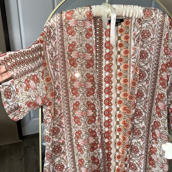 Ambiance  Sheer Long Floral Print Kimono Coverup Duster Size‎ S Fits Most - Picture 3 of 6